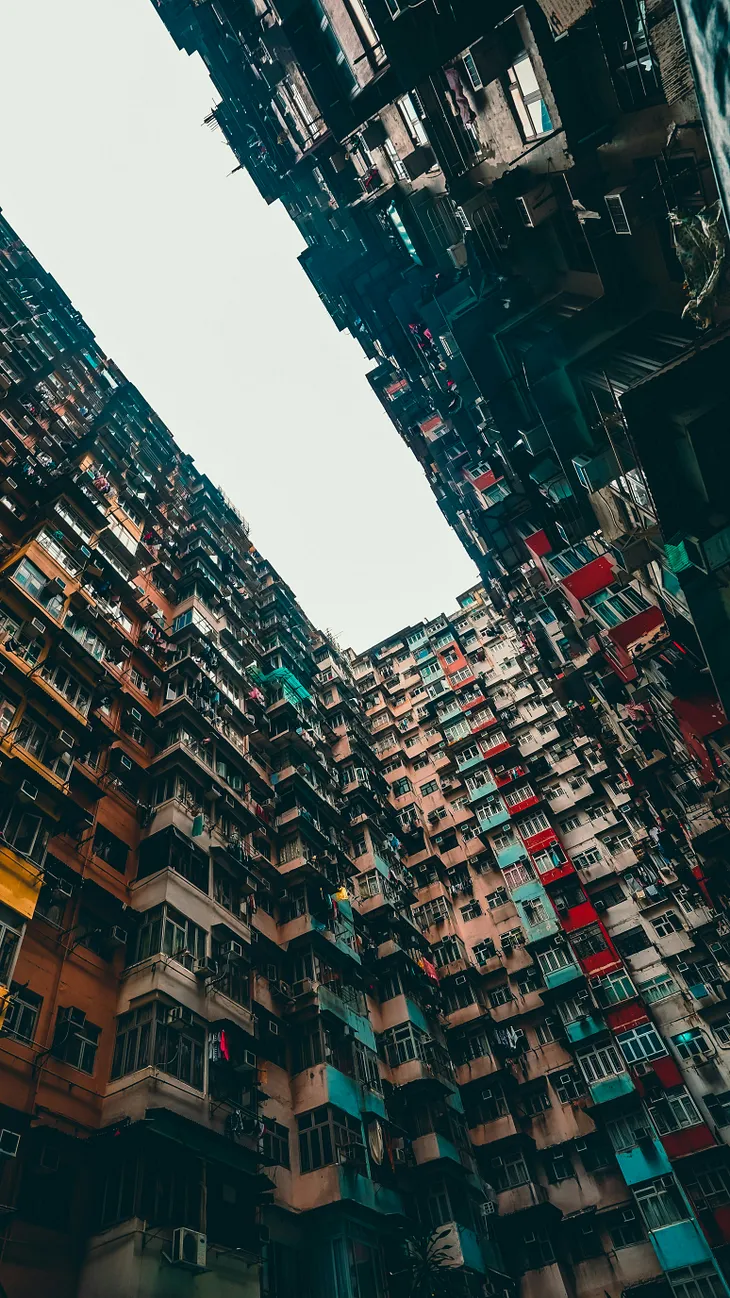 Crowded Residential area full of tiny apartments