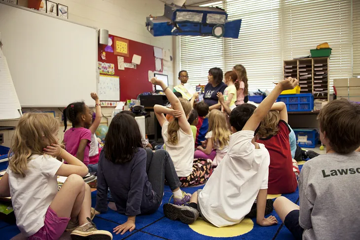 Students in an elementary classroom