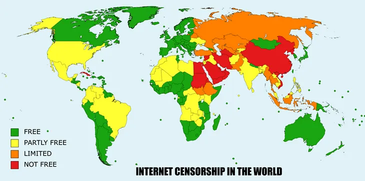 Internet censorship in the World 2020 by country