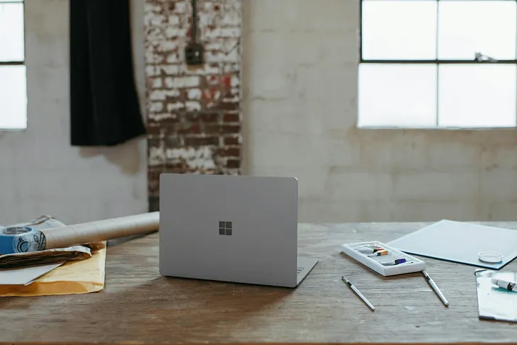 A Surface laptop on a table