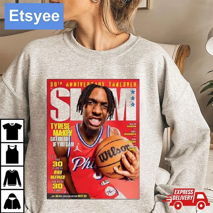 Philadelphia 76ers Sixers Star Point Guard Tyrese Maxey On The Cover Of Slam 248 30th Anniversary Takeover T-Shirt