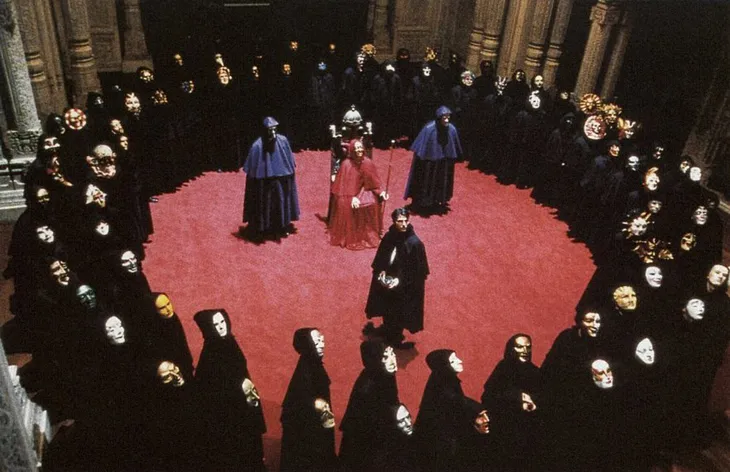 A scene from the orgy in Eyes Wide Shut