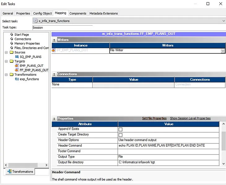 How to add Header Fields To Flat Files in Informatica Power Center