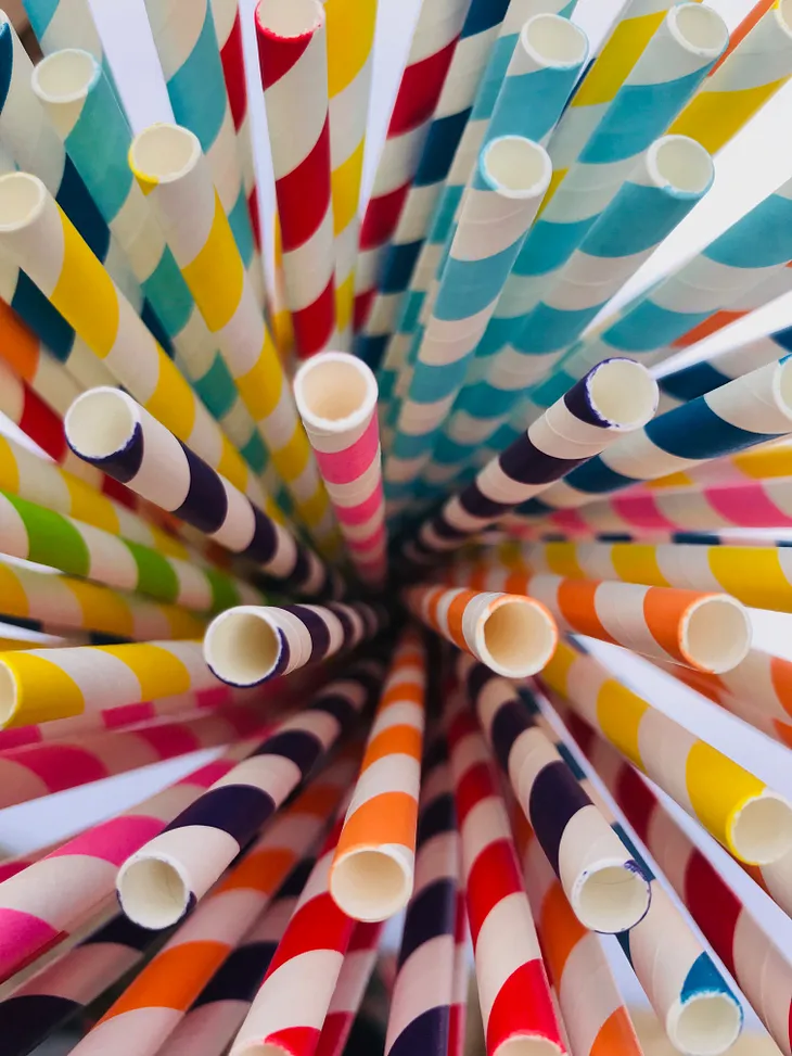 A picture of colorful straws