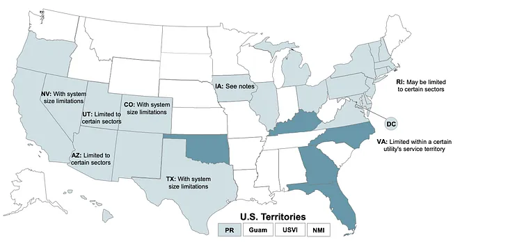 Can I charge tenants for solar power in California, Oregon, Hawaii, New Jersey, Delaware, Arizona…