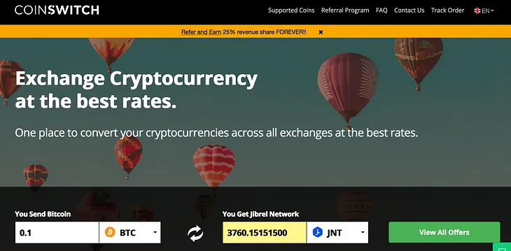 How to buy Jibrel Network (JNT) on CoinSwitch