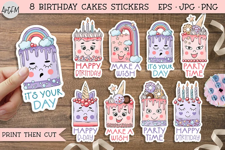 Birthday Sticker Pack | Kawaii Cakes