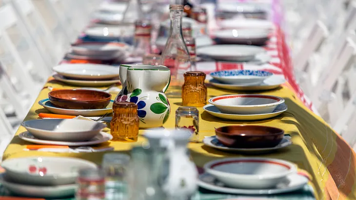 Table with plates and glasses