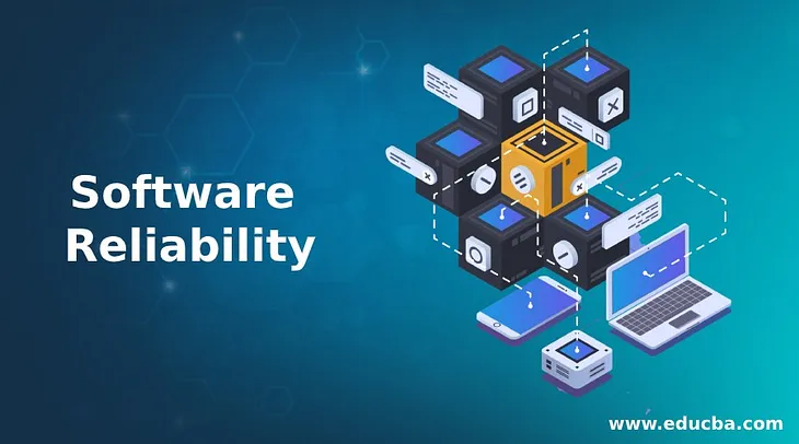 An Image showing laptops, phone among other electronic devices with the description “Software Reliability on the side”. Credits: www.educba.com