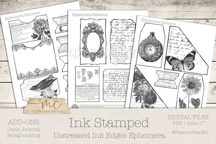 Ink Stamped Edge, Ephemera, Template