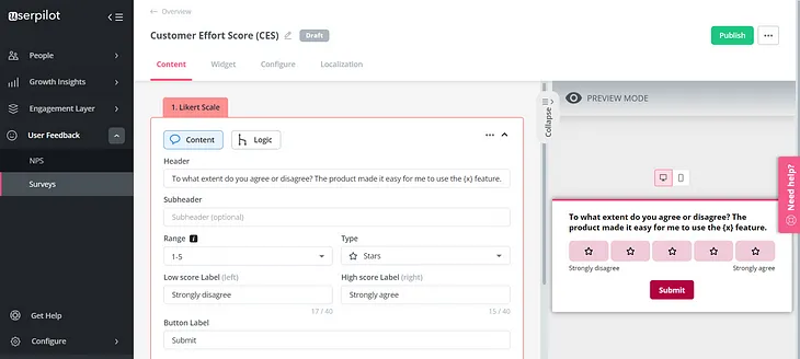 Likert-scale-userpilot-customer-effort-score-survey-template