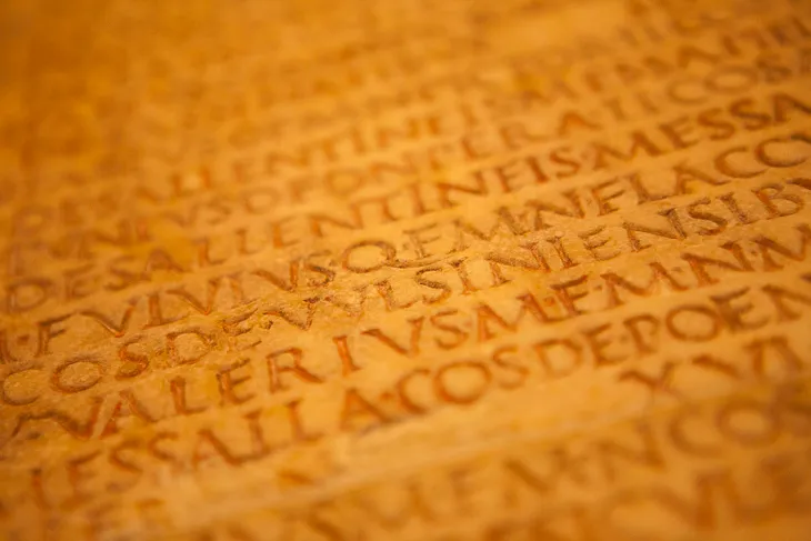 A photo of an ancient golden script