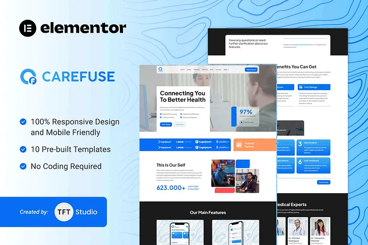 Carefuse — AI Health App Elementor Template Kit