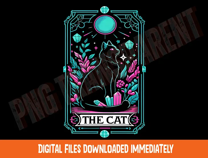 The Cat Png, Cat Tarot Card Png, Witch