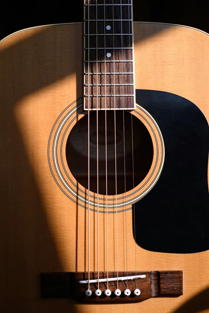 An acoustic guitar