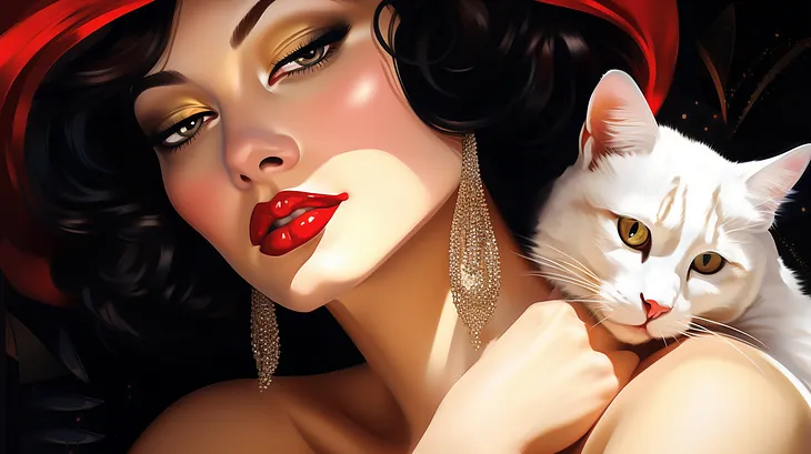 You don’t have to settle for the default Midjourney house style. Explore and discover new artistic styles to create one-of-a-kind artworks. /imagine prompt: a realistic illustration of a lady and a cat in the style of moulin rouge, art deco, glamorous, stylish — ar 16:9 — style 4fai7V8KHylw