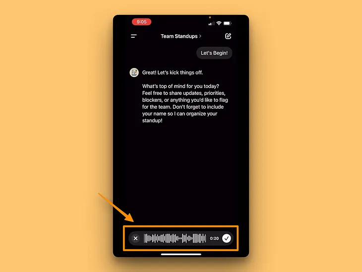 Example of dictation UI from the ChatGPT app