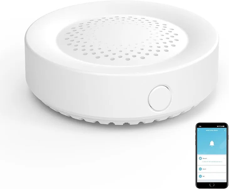 WiFi Siren Alarm: Smart Home Alarm, Wireless Burglar Alarm for Home Security and Smart Home Automation, 100dB Sounder, Tuya App Control, No Hub Required, Compatible with Alexa, Google Assistant