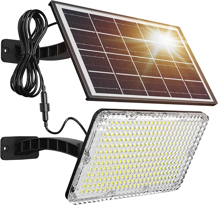 JACKYLED 1000 Lumens 299 LED Solar Lights Outdoor Bright Solar Dusk to Dawn Light with 4000mAh Battery, IP65 Waterproof Outdoor Solar Powered Security Flood Light for Wall Porch Shed Barn