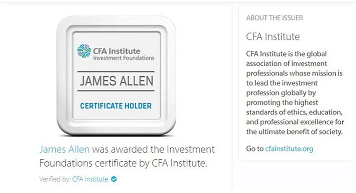 So, I took the CFA Investment Foundations Course… — MeetJamesAllen.com