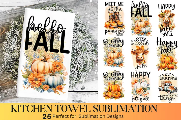 Fall Kitchen Towel Sublimation Bundle Free