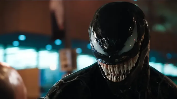 Venom grinning.