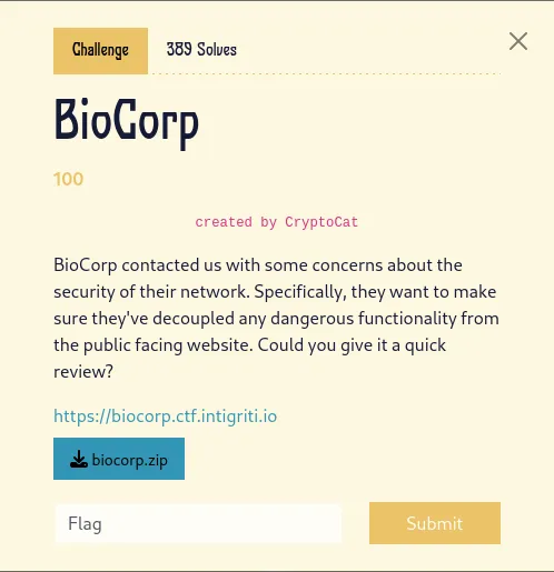 BioCorp 1337UP Live 2024 Writeup