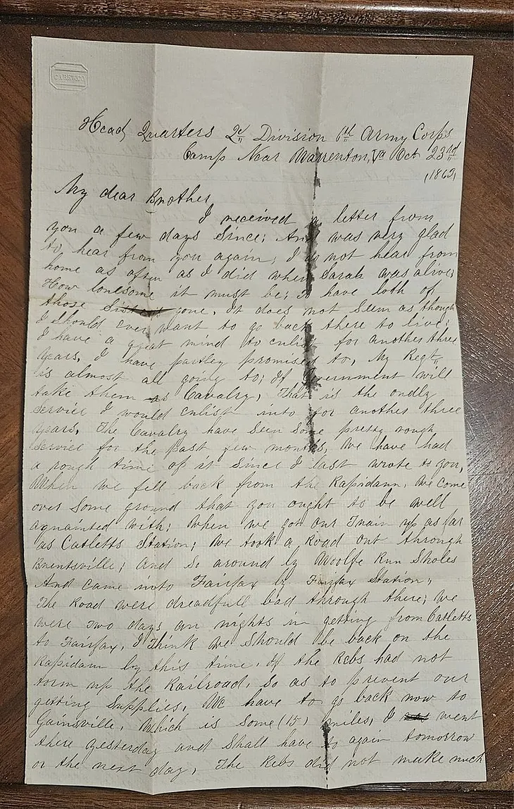 Letter from a Civil War Soldier