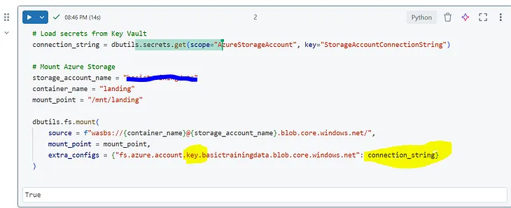 Creating Mount Points in Azure Databricks Using SAS and Connection String from Azure Key Vault