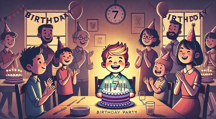 A boy’s family included in the birthday party scene