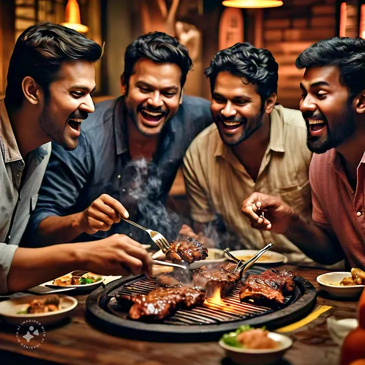 An AI-Generated Image of My Colleagues and Me Enjoying a Barbecue Dinner. AI Image Create by Meta AI