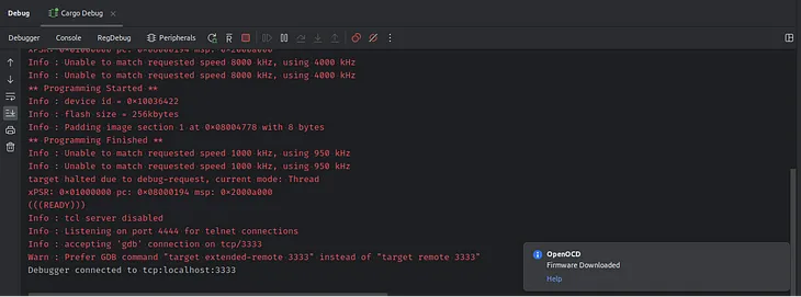 Embedded Rust development with OpenOCD in JetBrains CLion (2023) on Linux