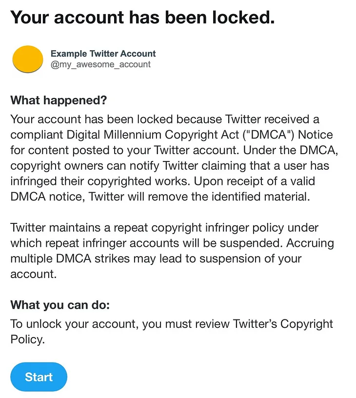 Twitter account has been locked due to DMCA takedown notice — Delete tweets — Twitter Archive…