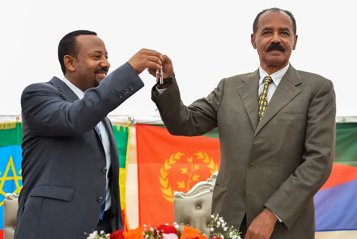 The Eritrean President, Isaias Afwerki, and the Ethiopian Prime Minister, Abiy Ahmed,