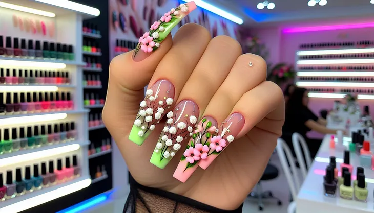 3d flower nails