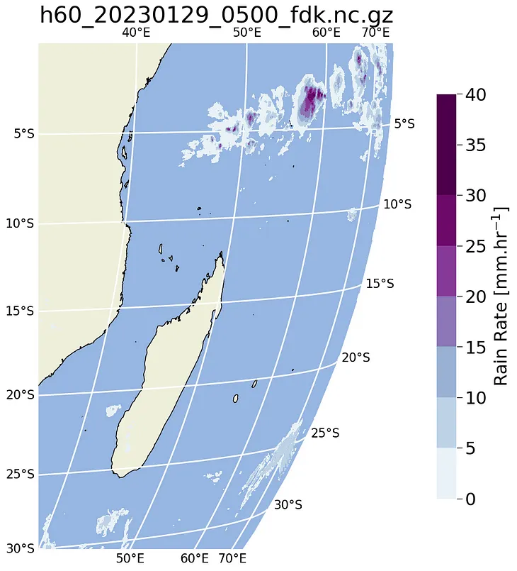 Mapping and clipping Eumetsat H-SAF H60 precipitation products defined on a geostationary grid…