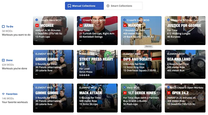 Create Custom Collections of Popular CrossFit WODs