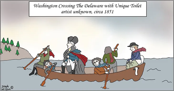 Washington crosses the Delaware with unique toilet.