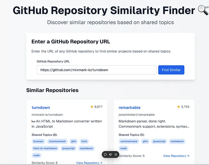 Finding Similar Projects on GitHub