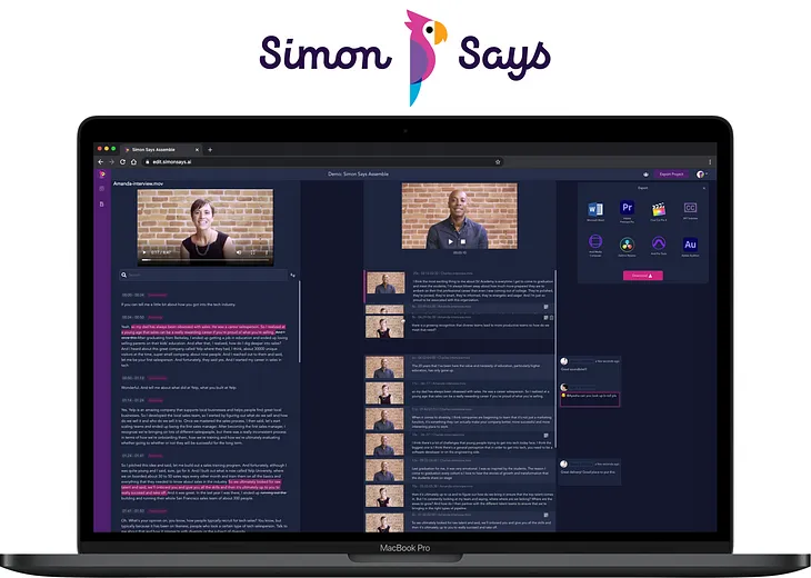 Simon Says Assemble, text-based video editing