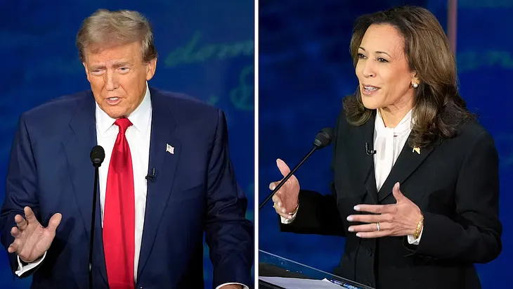 Donald Trump and Kamala Harris appearing on ABC News network