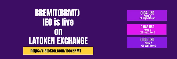 BREMIT (BRMT) IEO is live on LATOKEN Exchange.