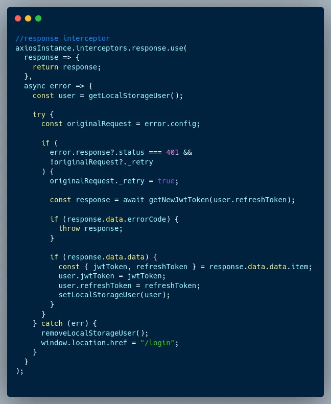 Simplifying 401 Unauthorized Error Resolution with a Single Refresh Token Request in ReactJs.