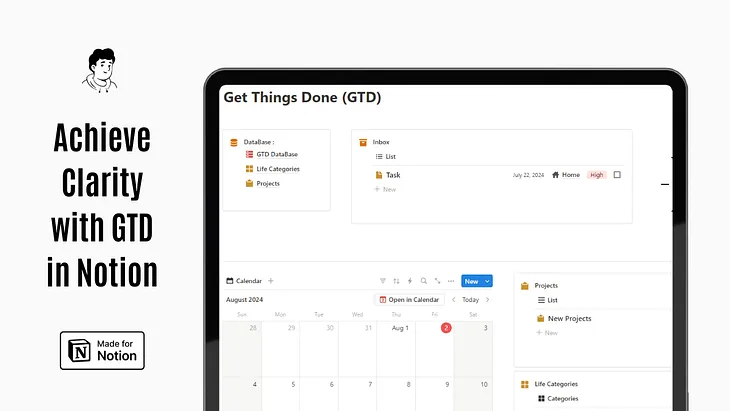 Organize tasks by category with the GTD Notion Template for improved productivity.