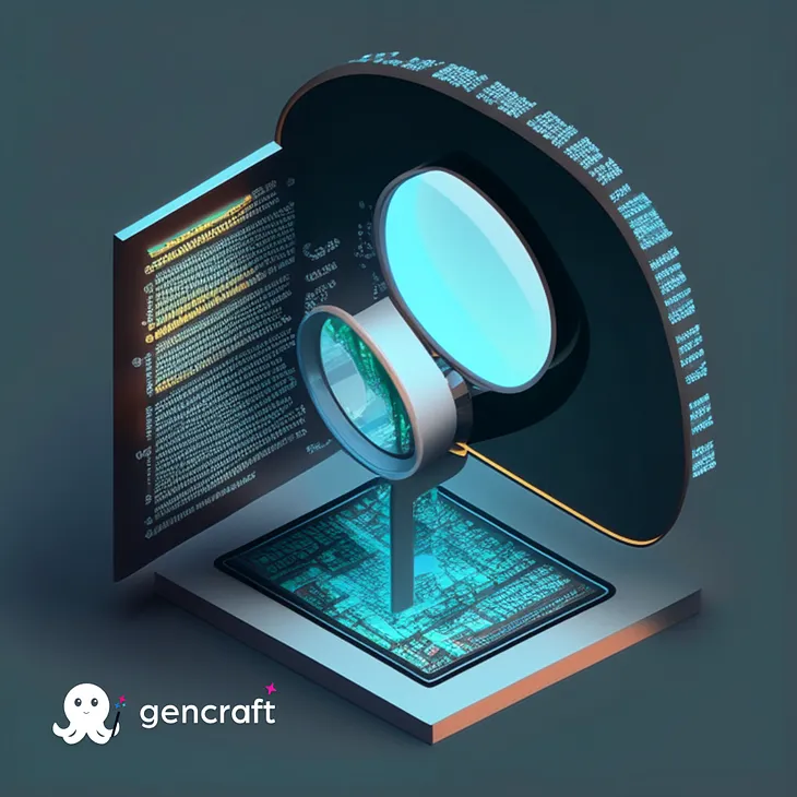 A digital magnifier researching programming source code.