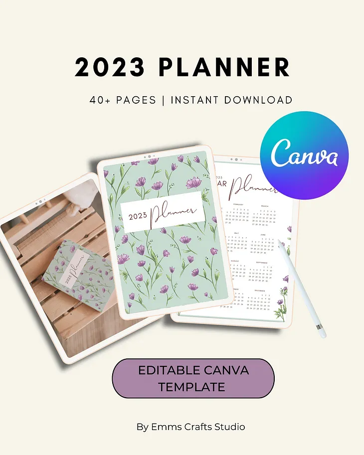 2023 Planner designed by the author with Canva.