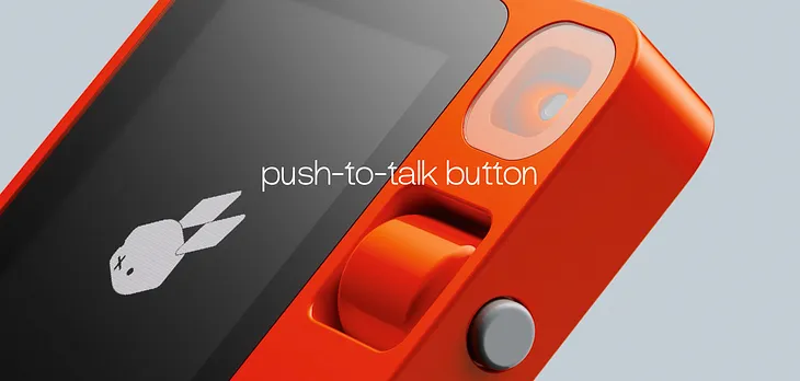 The push to talk button on the new Rabbit r1 device