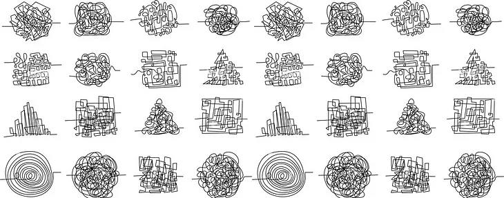 Image of several tangled lines in different patterns.