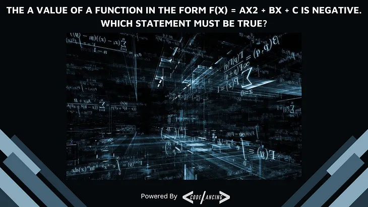 The a value of a function in the form f(x) = ax2 + bx + c is negative.