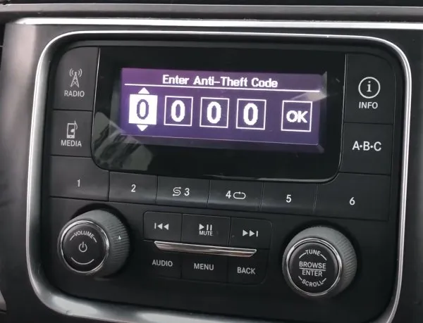 Following a breakdown or a disconnection of the car battery, the Chrsyler Dodge Ram Uconnect radio will ask for a security code to become operational. It’s a standard anti-theft protection.